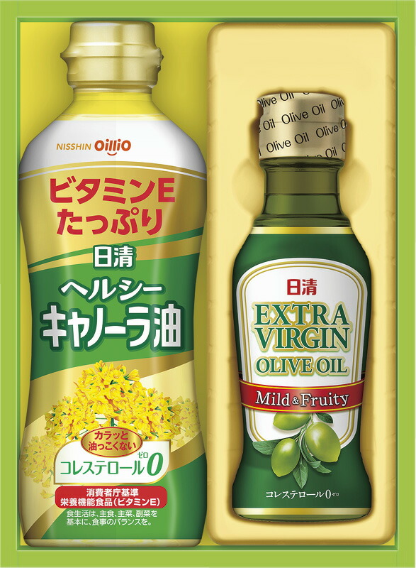【ラッピング無料】日清オイリオ オリーブオイル & バラエティオイルギフト OV-10N ヘルシーキャノーラ油 エキストラバージンオリーブオイル