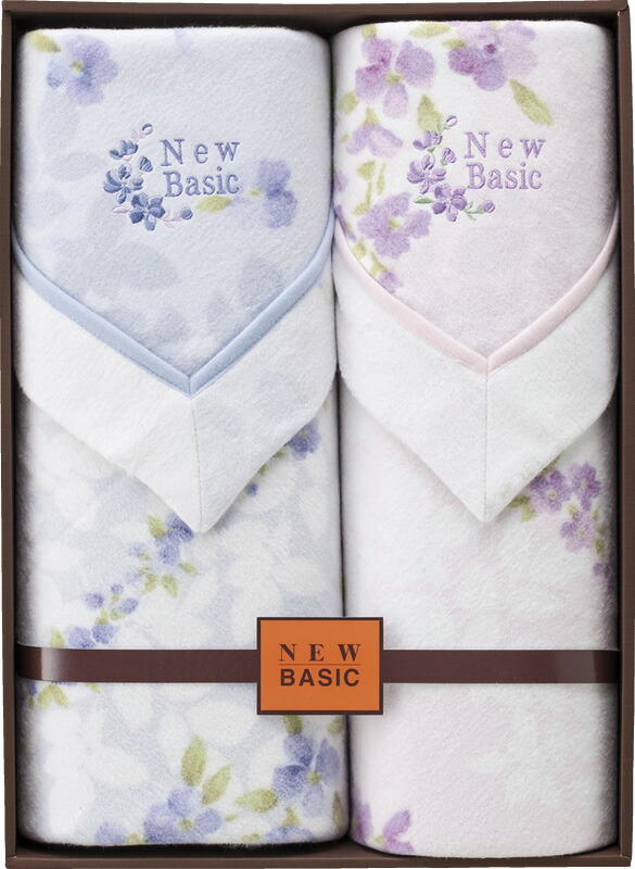 【ラッピング無料】ニューベーシック 四方額付き 綿毛布(毛羽部分) 2P RNB-4102