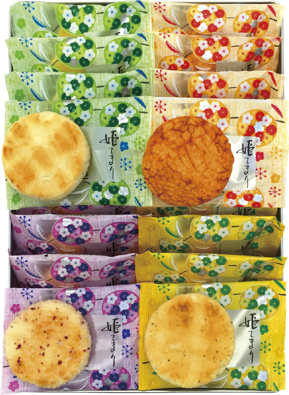 【ラッピング無料】えくぼ屋 姫てまり詰合せ HT-10 やき塩 直火炊き醤油 梅ざらめ コーンポタージュ