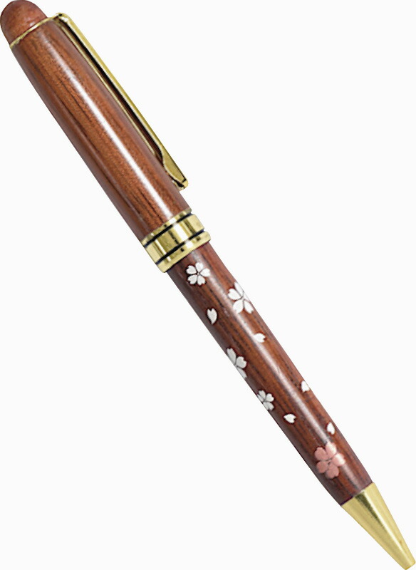 【ラッピング無料】木製 漆芸ボールペン さくらちらし 4585-344