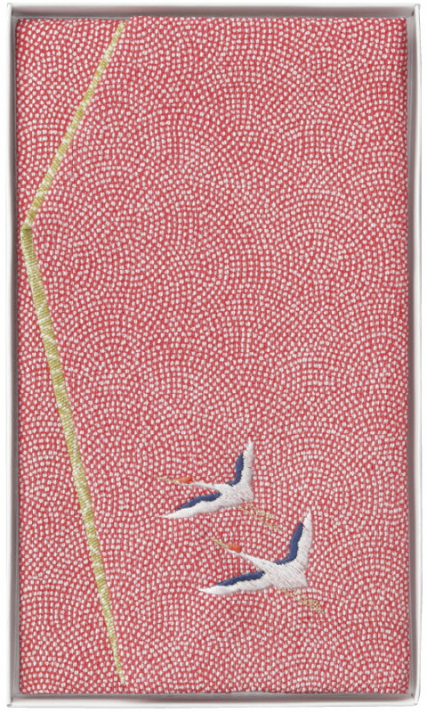 【ラッピング無料】国産 洛北 刺繍入り金封ふくさ 赤鶴 H033a 日本製