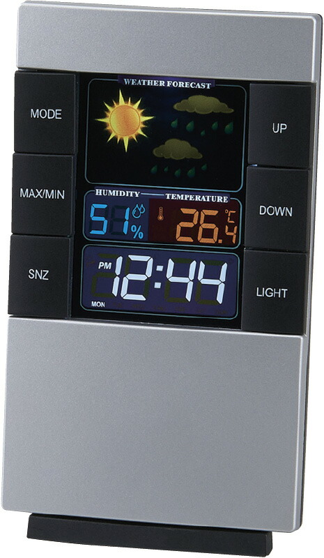 【ラッピング無料】カラーウェザーイン フォクロック 6168-23 目覚まし 時計 温度計 湿度計 天気予報 カレンダー