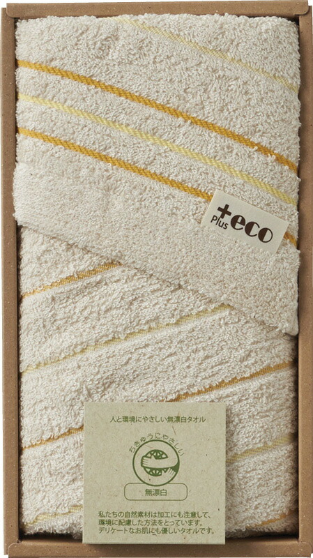 【ラッピング無料】国産 泉州+eco フェイスタオル イエロー PE-060-YE 綿100% 日本製