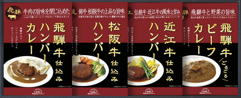 【ラッピング無料】飛騨高山ファクトリー 松阪牛･近江牛･飛騨牛仕込みハンバーグ ＆ カレー詰合せ HBK-28 飛騨牛ビーフカレー 飛騨牛入りハンバーグカレー 松阪牛仕込みハンバーグ 近江牛仕込みハンバーグ