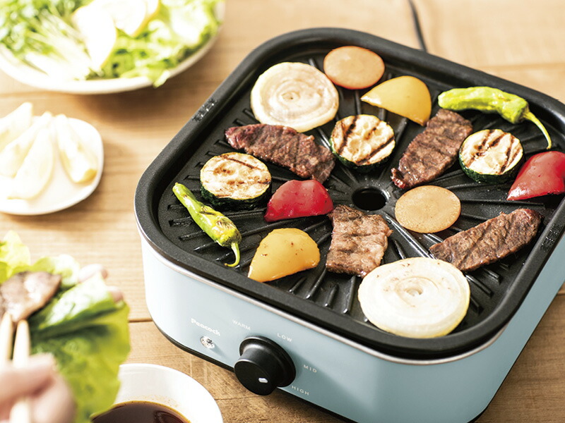 【ラッピング無料】ピーコック コンパクトグリル鍋 WGV-A60 ASM 鍋使用時 焼肉プレート - 画像 (3)