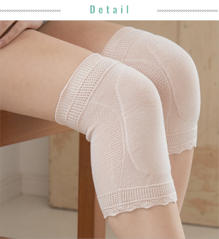 【送料無料】[3組割引] うるおい シルク ひざサポーター(2枚組) 日本製 オフホワイト/ピンク/ベージュ,色 フリーサイズ エコニット 国産 絹 美容 敏感肌 保湿 天然 セリシン 無縫製 レビュー 人 - 画像 (6)
