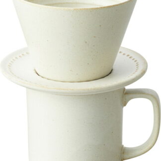 【ラッピング無料】国産 お家でカフェスタイル ストーンドリップコーヒーマグセット 粉引 アイボリー T6539 日本製 皿 プレート ドリップカップ 受け皿