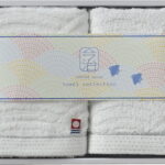 【ラッピング無料】国産 今治(青海波紋様) フェイスタオル ＆ ハンドタオル IS-101 綿100% 日本製