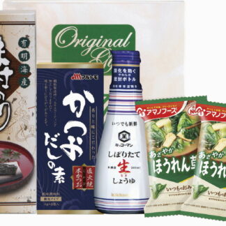 【ラッピング無料】調味料セット KBS-B アマノほうれん草 おみそ汁 キッコーマン生しょうゆ 有明海産味付海苔 マルトモかつおだしの素