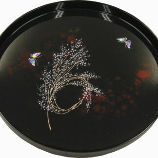 【ラッピング無料】国産 かすみ草 丸盆 2663 日本製 お盆 トレー トレイ