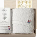 【ラッピング無料】国産 和彩苑 フェイスタオル ＆ ウォッシュタオル(木箱入) WSK-15 綿100% 日本製