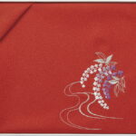 【ラッピング無料】国産 洛北 刺繍入り二巾風呂敷 赤 H031a 日本製