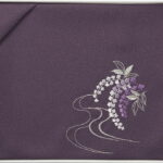 【ラッピング無料】国産 洛北 刺繍入り二巾風呂敷 紫 H031b 日本製
