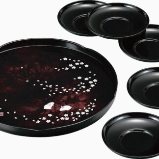 【ラッピング無料】国産 池坊美佳 美佳 桜うさぎ丸盆 茶托セット 16473 日本製