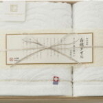 【ラッピング無料】国産 今治謹製 白織タオル フェイスタオル ＆ ウォッシュタオル(木箱入) SR23020 綿100% 日本製