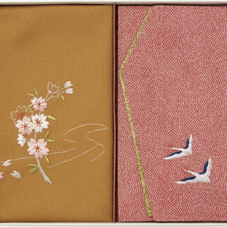 【ラッピング無料】国産 洛北 刺繍入り金封包み ＆ 金封ふくさ 赤鶴 H037a 日本製