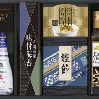 【ラッピング無料】キッコーマン生しょうゆ ＆ オリーブオイル詰合せ OLI-25 キッコーマン生しょうゆ ふりかけ 鰹節削り 有明海産味付海苔