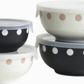 【ラッピング無料】国産 ドットレンジボール4点セット 230535 日本製 保存容器 キャニスター