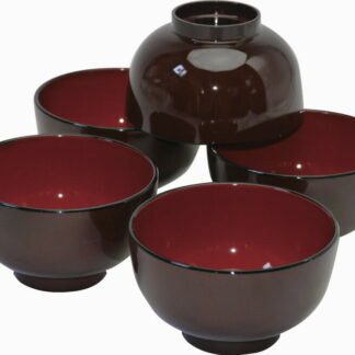【ラッピング無料】国産 レンジ汁椀 溜内朱 5客揃 4479 日本製