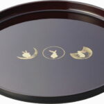 【ラッピング無料】国産 月うさぎ 溜塗 9.0丸盆 42202 日本製 お盆 トレー トレイ