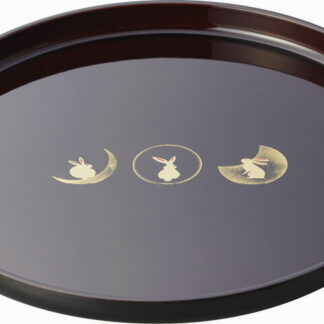 【ラッピング無料】国産 月うさぎ 溜塗 9.0丸盆 42202 日本製 お盆 トレー トレイ