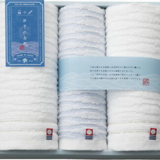 【ラッピング無料】国産 伊予の白波 フェイスタオル 2P ＆ ウォッシュタオル IY2025 綿100% 日本製