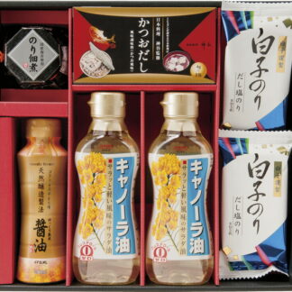 【ラッピング無料】和の調味料詰合せ SI-CZ 昭和キャノーラ油 白子のり 味のり だし塩のり 伊賀越 天然醸造?油 のり佃煮瓶詰 かつおだし