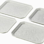 【ラッピング無料】国産 瀬戸焼 彫唐草 角銘々皿 4P 2210 日本製 プレート