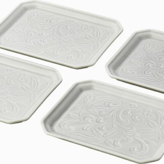 【ラッピング無料】国産 瀬戸焼 彫唐草 角銘々皿 4P 2210 日本製 プレート