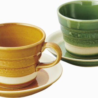 【ラッピング無料】国産 瀬戸焼 釉変わり組碗皿 2203 日本製 カップ＆ソーサー