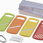 【ラッピング無料】国産 ビタミンアイランド マルチ スライサー ＆ ステンレスピーラーセット ME-7289 日本製 千切り つま切り おろし 安全ホルダー 収納ケース 容器