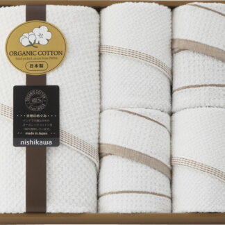 【ラッピング無料】国産 西川 オーガニックコットンバスタオル ＆ フェイスタオル 4P 2223-20350 綿100% 日本製