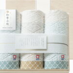 【ラッピング無料】国産 和布小紋 Modern フェイスタオル 3P(木箱入) KWFK-030K 綿100% 日本製