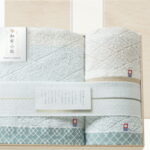 【ラッピング無料】国産 和布小紋 Modern タオルセット(木箱入) KWFK-040K 綿100% 日本製 バスタオル フェイス ウォッシュ タオル