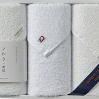 【ラッピング無料】国産 シルクプロテイン加工 ＆ 今治起毛 プレミアムタオルセット SK-3001 綿100% 日本製 フェイスタオル 今治起毛加工フェイスタオル