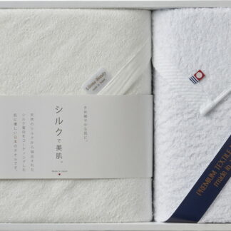 【ラッピング無料】国産 シルクプロテイン加工 ＆ 今治起毛 プレミアムタオルセット SK-4001 綿100% 日本製 ワイドバスタオル 今治起毛加工フェイスタオル