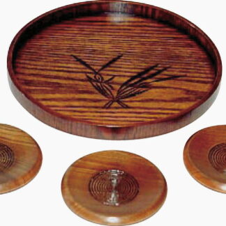 【ラッピング無料】木製 蘭彫丸盆･茶托揃 2668 レビュー キャンペーン