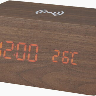 【ラッピング無料】ブルートゥーススピーカー･ワイヤレス充電機能付クロック 6183-23 ワイヤレス充電器 時計 温度計 カレンダー