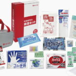 【ラッピング無料】収納便利な 救急箱 セット 22点 FA-50 除菌ジェル ポーチ カイロ 包帯 テープ ホイッスル 体温計 手袋 マスク 絆創膏 綿棒 ペーパー ウェットティッシュ 冷却パック 爪 切りやすり はさみ ピン てぬぐい