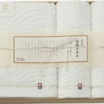 【ラッピング無料】国産 今治謹製 白織タオル バスタオル ＆ フェイスタオル 2P(木箱入) SR23050 綿100% 日本製