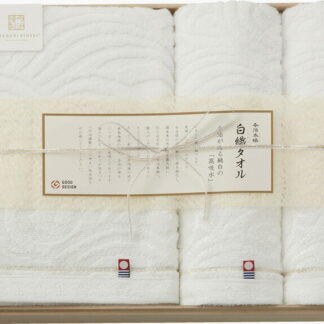 【ラッピング無料】国産 今治謹製 白織タオル バスタオル ＆ フェイスタオル 2P(木箱入) SR23050 綿100% 日本製