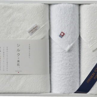 【ラッピング無料】国産 シルクプロテイン加工 ＆ 今治起毛 プレミアムタオルセット SK-5001 綿100% 日本製 ワイドバスタオル フェイスタオル 今治起毛加工フェイスタオル