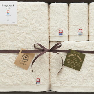 【ラッピング無料】国産 今治タオル グリーンモード エコジャガードタオルセット GMT05201M 綿100% 日本製 ウォッシュタオル バスタオル フェイスタオル