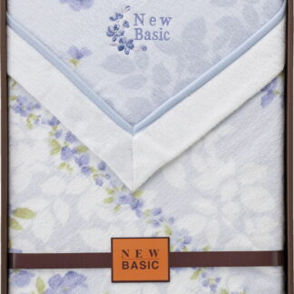 【ラッピング無料】ニューベーシック 四方額付き 綿毛布(毛羽部分) ブルー RNB-4052BL