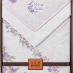 【ラッピング無料】ニューベーシック 四方額付き 綿毛布(毛羽部分) パープル RNB-405 2PP