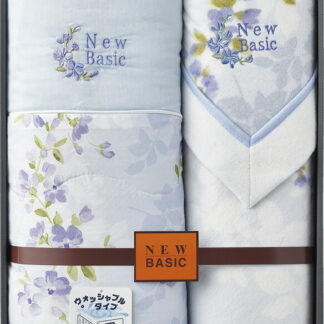 【ラッピング無料】ニューベーシック ウォッシャブル 肌掛けふとん ＆ 四方額付き 綿毛布(毛羽部分) ブルー RNB-4106BL 布団