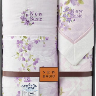 【ラッピング無料】ニューベーシック ウォッシャブル 肌掛けふとん ＆ 四方額付き 綿毛布(毛羽部分) パープル RNB-410 6PP 布団