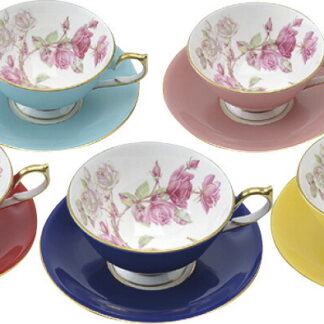 【ラッピング無料】エインズレイ エリザベスローズ 色変わり5客ティーセット 3056-5SETC カップ＆ソーサー