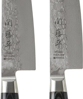 【ラッピング無料】国産 関藤平 ダマスカス包丁2本組セット(三徳包丁･シェフナイフ) 30699 日本製