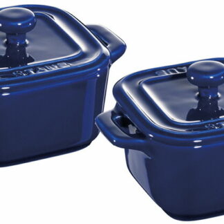 【ラッピング無料】ストウブ スクエアココットペアセット ブルー 40511-099-0 セラミック(耐熱陶器) 保存容器 キャニスター